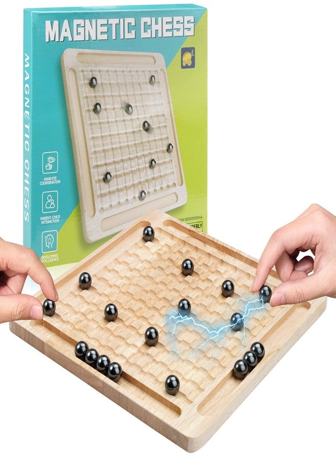 Zelbuck Magnet Game,Magnetic Chess Game,Table Top Magnetic Chess Fun Family Games for Kids and Adults,Magnetic Rocks Game Puzzle Toy Family Party Strategy Game for Boys and Girls, Wood - Image 1
